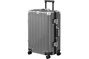 Krute Luggage 24 Inch Aluminum Frame Zipperless Suitcase with Spinner Wheels Checked Luggage PC+ABS Lightweight Hardshell