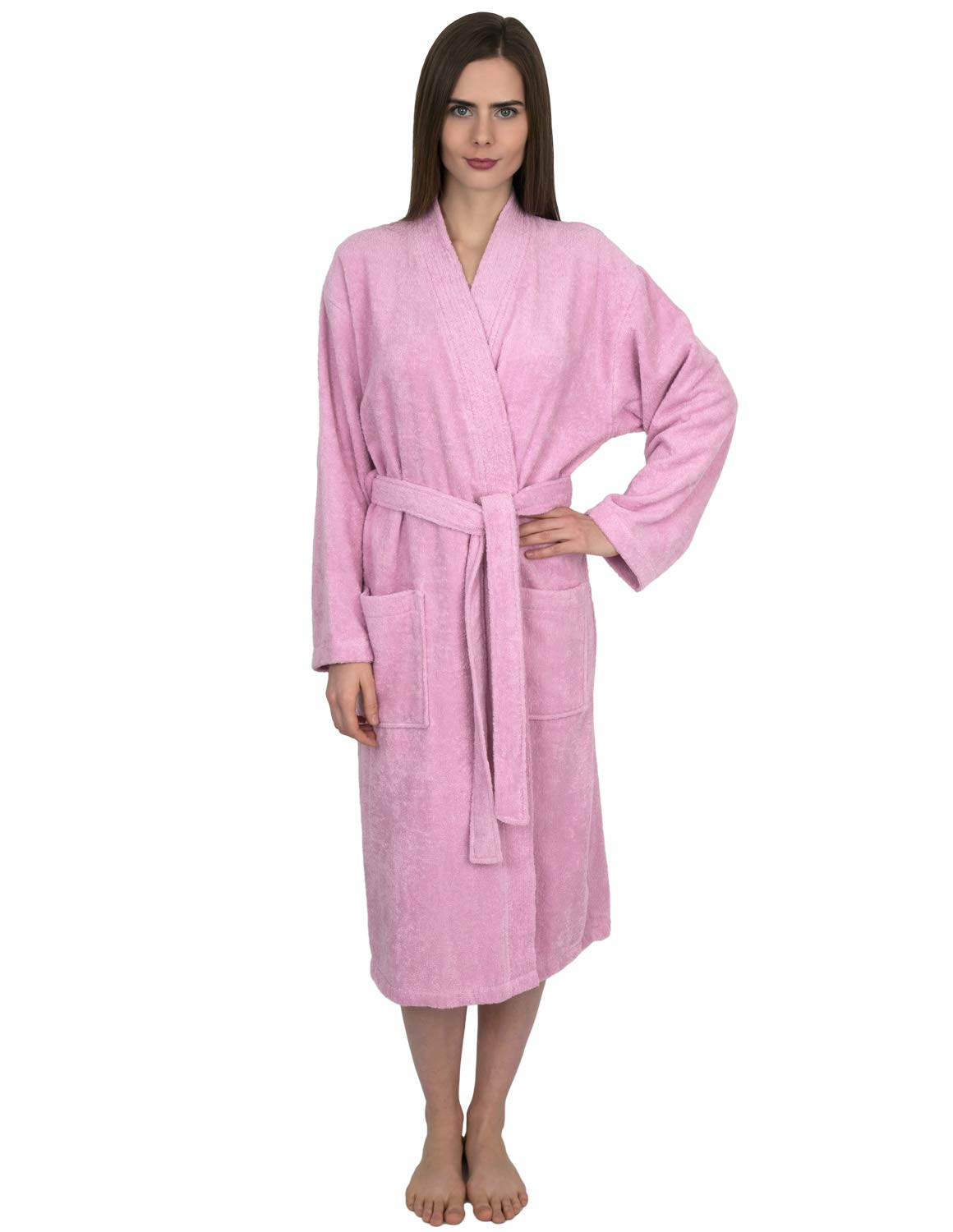 TowelSelectionsWomen’s Kimono Robe, 100% Cotton Terry Cloth Bathrobe, Spa Bath Robes for Women
