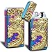 Kivors USB Rechargeable Windproof Flameless Electronic Plasma Pulse Double Arc Lighter Chinese Dragon Loong Lighter (Rainbow)