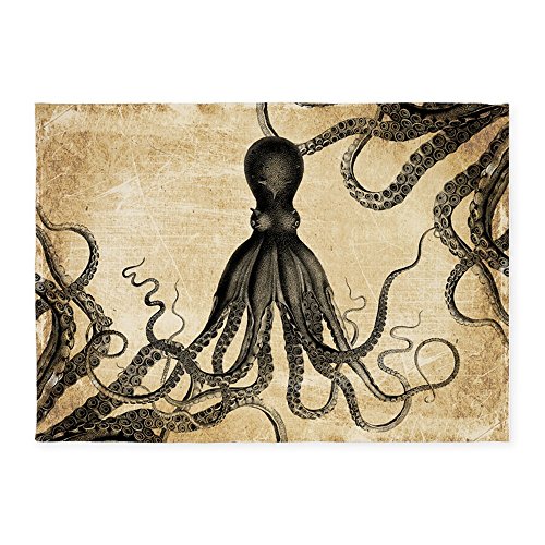 CafePress Vintage Octopus Decorative Area Rug, 5'x7' Throw Rug
