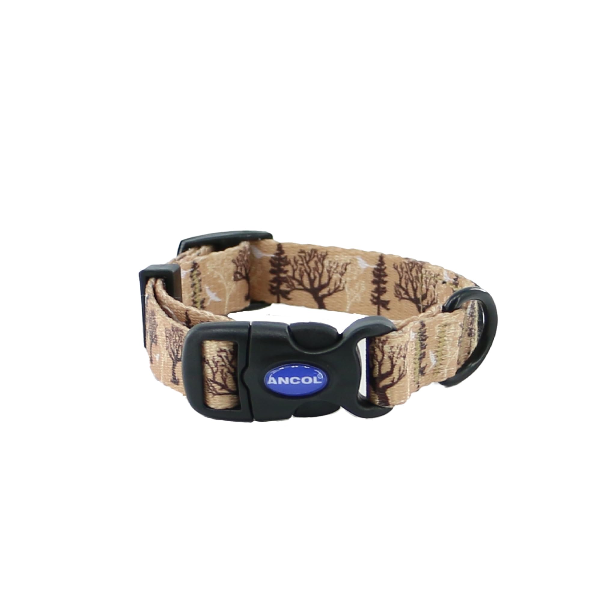 Ancol Soho Round Dog Collar Woodland Patterned - 100% Recycled Fabric Comfortable Pet Accessory - Sturdy Adjustable Buckle Puppy Neckband - Small — image 1