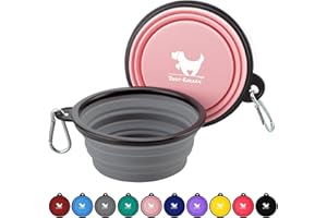 REST-EAZZZY Collapsible Dog Bowls for Travel, 2-Pack Dog Portable Water Bowl for Dogs Cats Pet Foldable Feeding Watering Dish for Traveling Camping Walking with 2 Carabiners, BPA Free