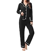 Ekouaer Womens Pajamas Set 2 Piece Button Down Pjs Soft Long Sleeve Top and Pants Sleepwear Set Lounge Sets