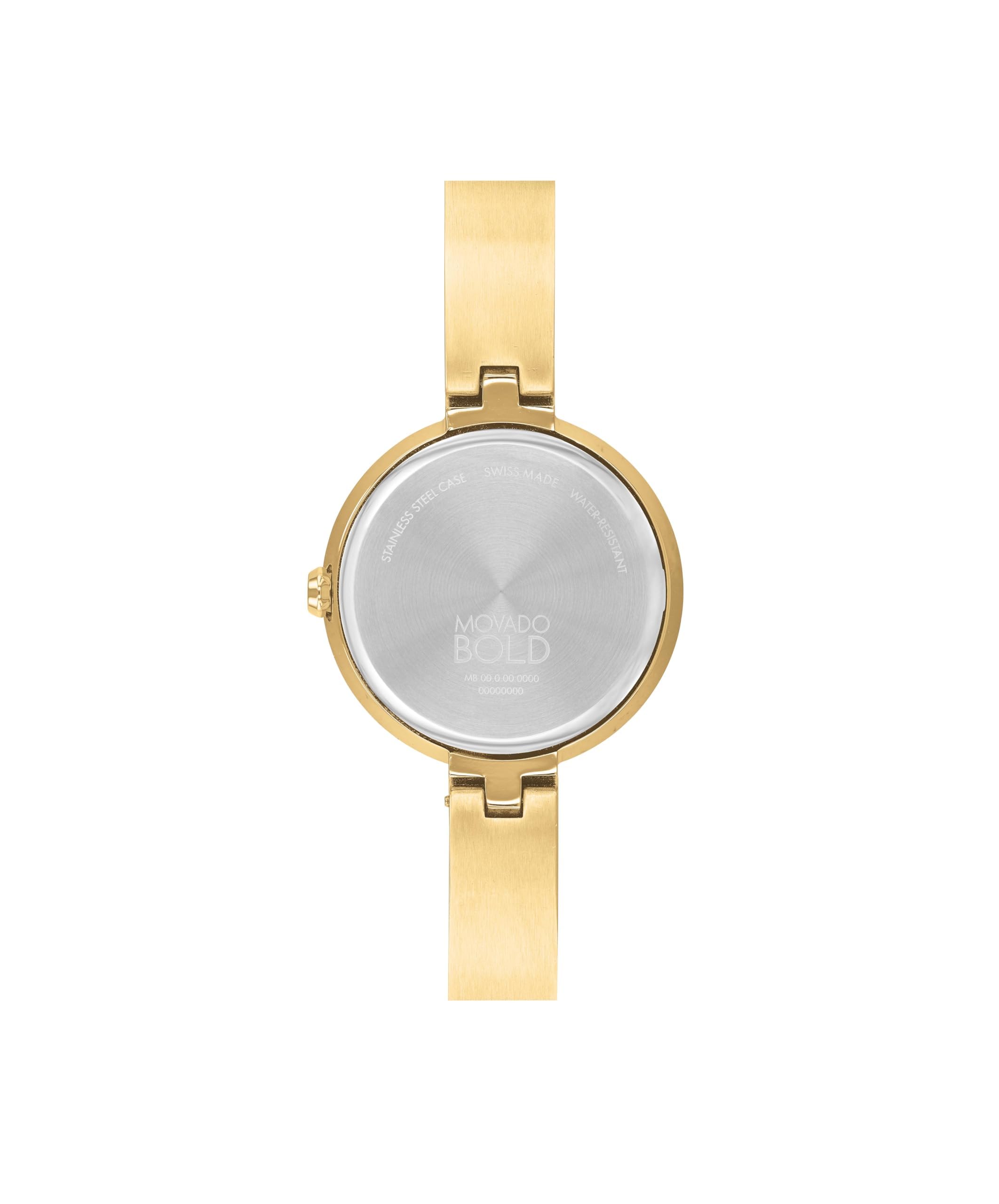 Movado Bold Bangles Women's Watch - Swiss Quartz Movement, Stainless Steel Bangle, Adjustable - 3 ATM Water Resistance - Luxury Fashion Timepiece for Her - 28mm