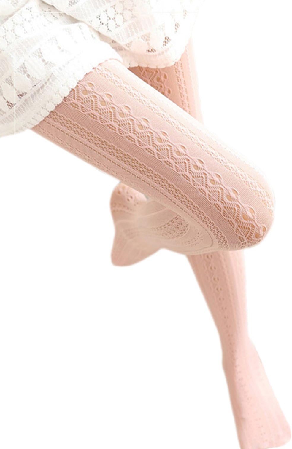 Telamee Girls Long Lace Stockings Plus Size Pantyhose Leggings Sexy Floral Socks