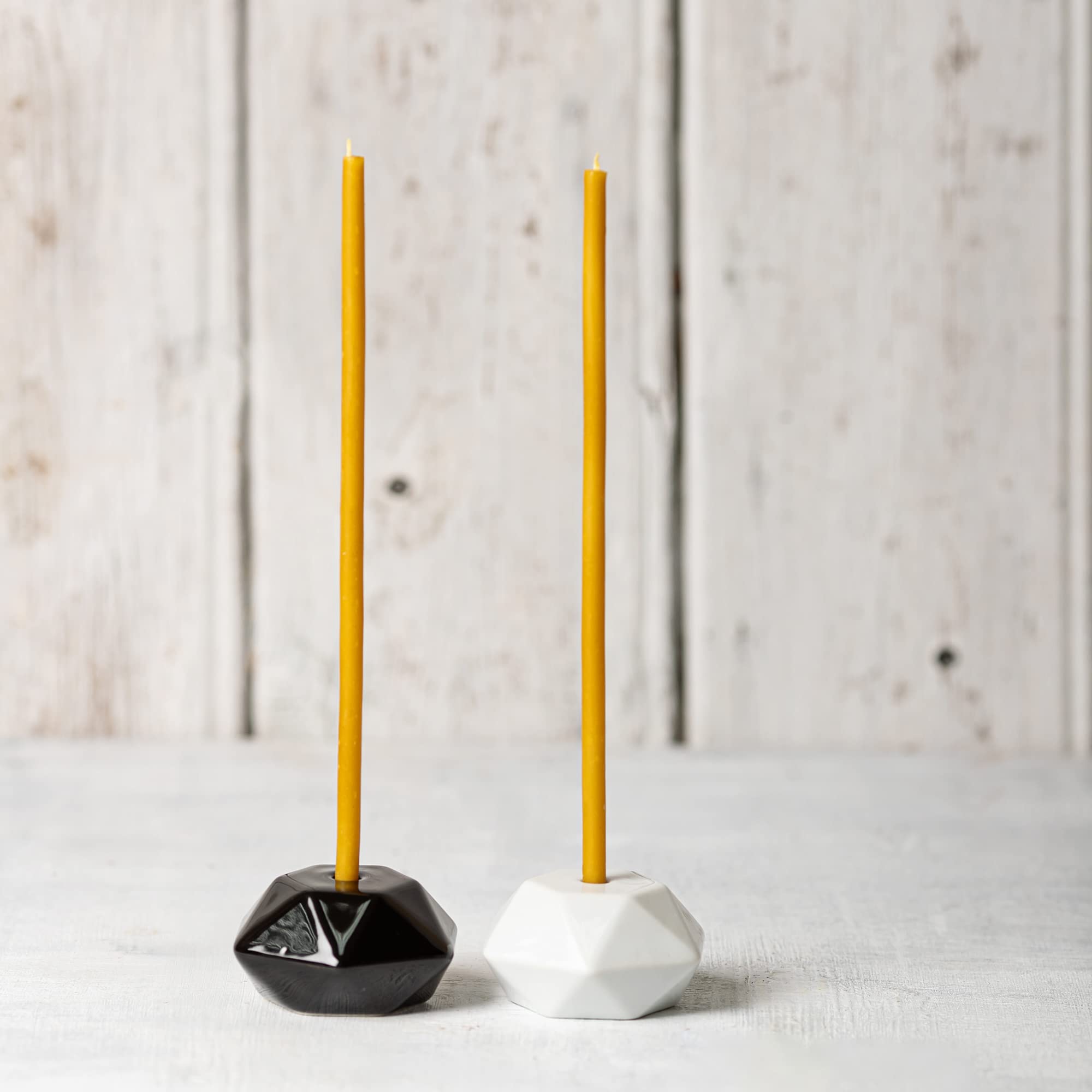 Set of 2 Danilovo Taper Candle Holders for Thin Candles – Handcrafted Ceramic Candle Holder – Sturdy Taper Candle Holders for Candlesticks – Candle Stick Candle Holder for Slim Candles (Black/White)