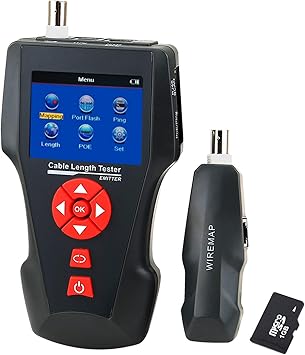 Digital Cable Length Tester For Rj45 Rj11 Bnc Coax Telephone Multi Function Handheld Network Cable Tester Error Detector Ping Poe Function Amazon Com