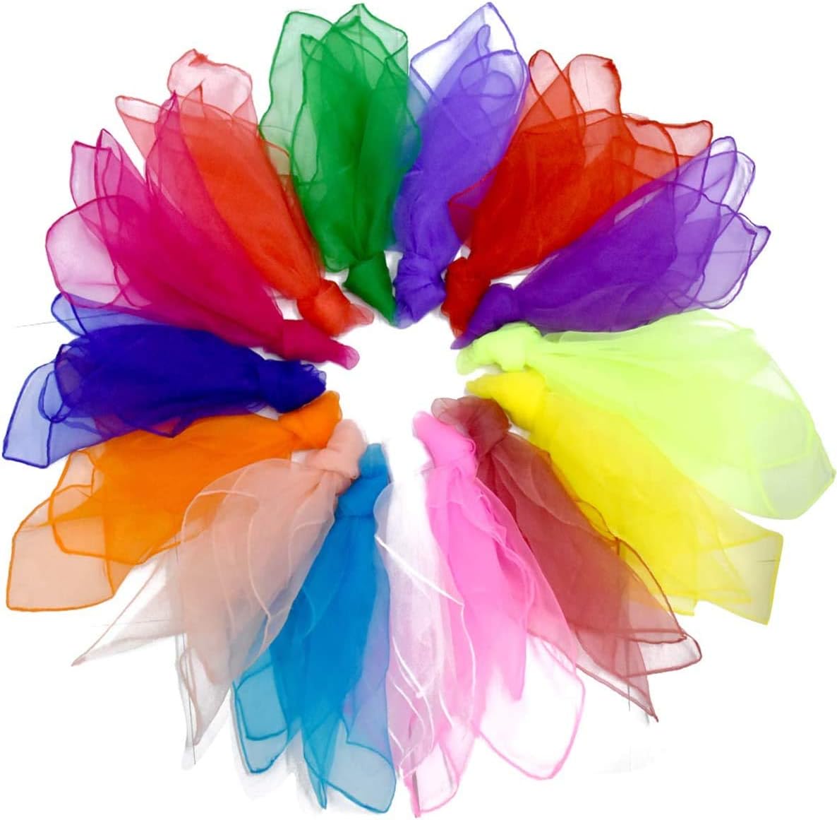 HQdeal 15 pcs Dance Juggling Scarves, Baby Sensory Toy for Kids and