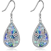 POPLYKE 925 Sterling Silver Tree of Life Dangle Earrings for Women Fashion Abalone Shell Jewelry Gifts for Mom Sister Friend Birthday