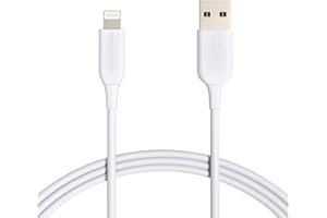 Amazon Basics 2-Pack USB-A to Lightning ABS Charger Cable, MFi Certified Charger for Apple iPhone 14 13 12 11 X Xs Pro, Pro Max, Plus, iPad, 6 Foot, White