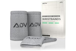 ADV Tennis Wristbands with New Age Polyester Cotton Blend - Ultra Absorbent Wrist Sweatbands - Doublewide & Slim Wrist Bands for Sweat - 4 Pack or 2 Pack