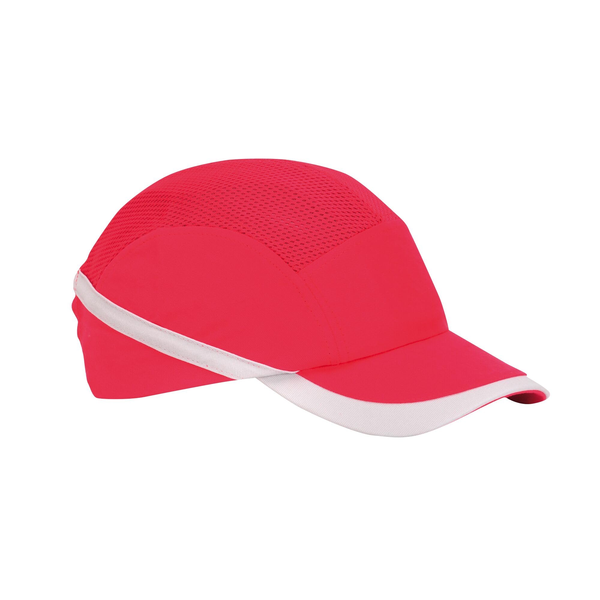 Portwest PW69 Vented Safety Bump Cap with Long Peak - Adjustable Breathable Workwear Baseball Hat, Red
