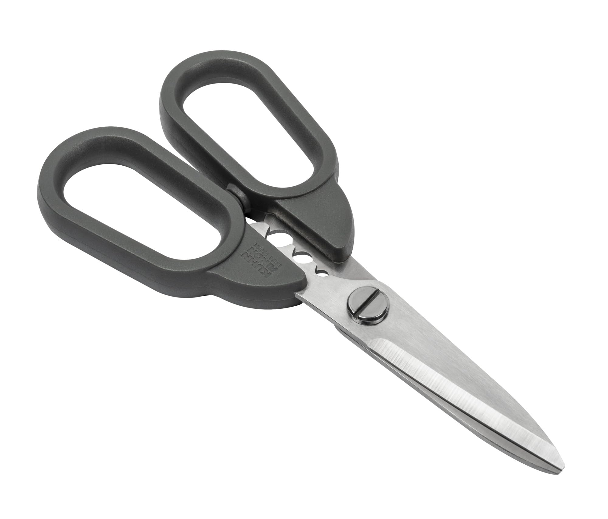 Kuhn Rikon Compact Self-Sharpening Kitchen Shears with Herb Stripper. Stainless Steel Kitchen Scissors for Left and Right-Handed Users. Space-Saving Design - Save Space in Crowded Kitchen Drawers