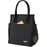 Fmeida 6.75L Small Insulated Lunch Bag Women Men, Lunch Bags with Multiple Pockets, Reusable Thermal Cooler Tote for Work, Office, Picnic, Travel | Hook and Loop Closure, Black