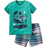 Funnymore Toddler Boy Cotton Summer Short Sleeve T-Shirt and Short Set