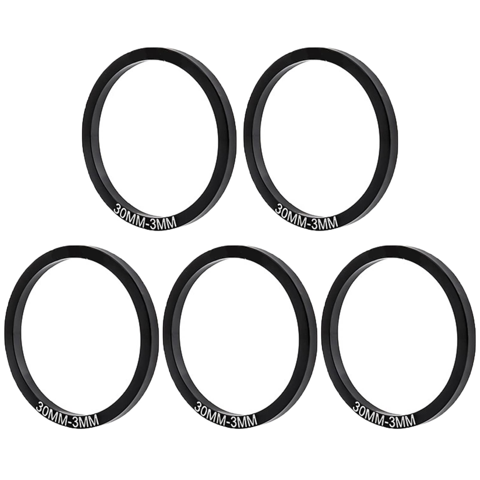 Yundxi 5 Pieces Bicycle Washer Set Road Bike Bottom Bracket Speed Cassette Washer Anodized Aluminum Alloy MTB Flywheel Hub Washer Spacer (Black Dia. 30mm Thick 3mm)