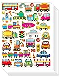 Car Glitter Sticker - Vivid Truck Bus Tank Taxi Train Railway Van Booloon Vehicle Toy for Scrapbook Card Craft for Kids (10 sheets)