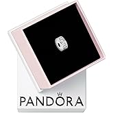 PANDORA Clear Pave Clip Charm - Compatible with PANDORA Moments - Gift for Her - Made with Sterling Silver, Silicone & Cubic Zirconia - with Gift Box