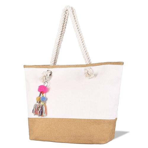 Genovega Extra Large Woven Straw Beach Tote Bag Sandproof for