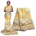 5 Yards African Lace Fabrics Nigerian French Beaded Tulle Fabric (Yellow)