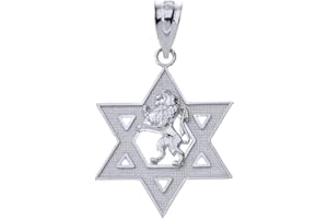 CLADDAGH GOLD Polished 925 Sterling Silver Israel Lion of Judah Magen David Star Hebrew Pendant