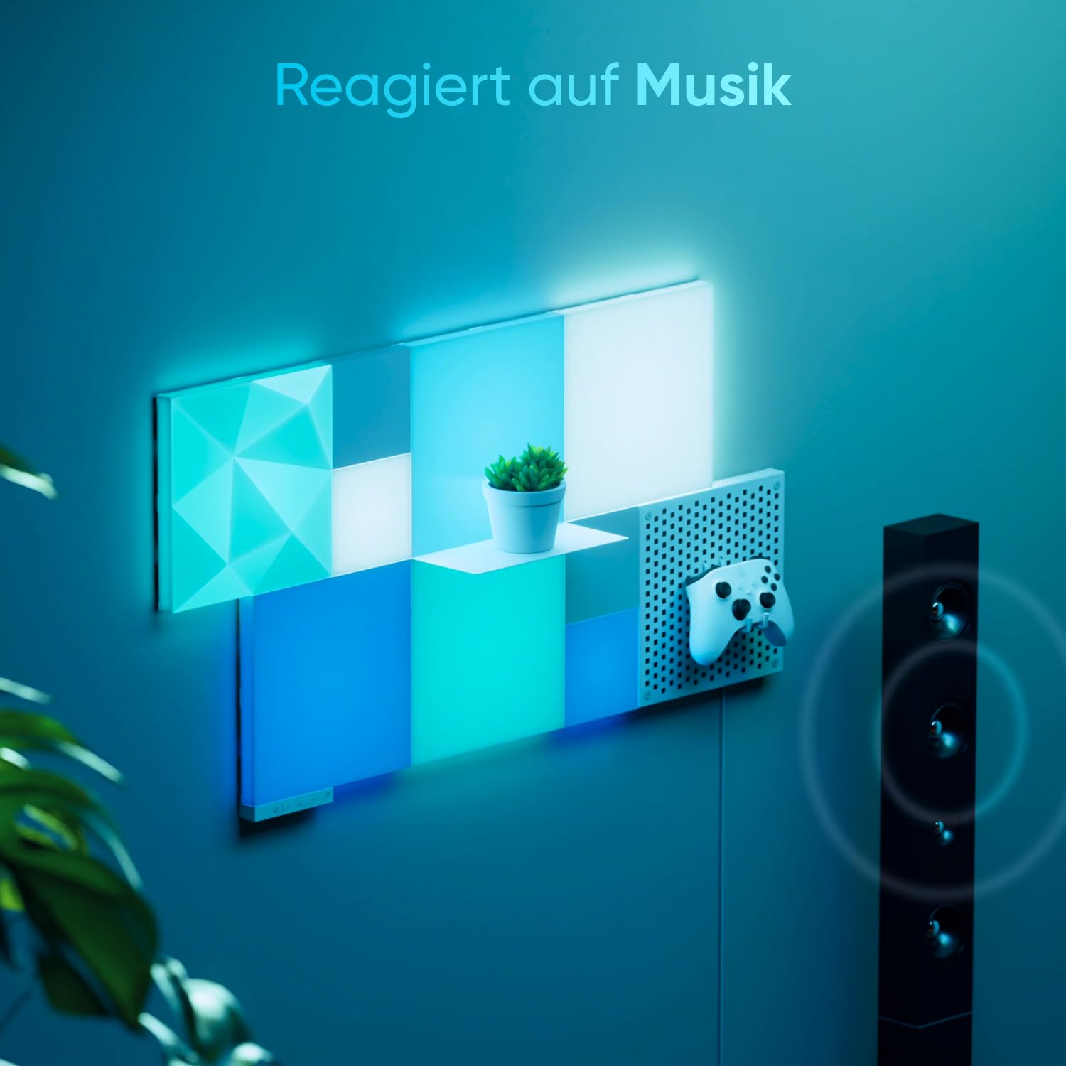 Nanoleaf Blocks Starter Kit | 10 Quadrate RGBW Wandlampen diffus Beleuchtung, Musik & Bildschirm Sync, WLAN App- & Sprachsteuerung (kompatibel mit Alexa, Apple & Google Home), Deko & Gaming 3