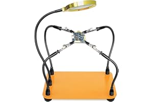 KLSKKJ Helping Hands Soldering Station with 80cm 6X Magnifying Glass, 4 Flexible Arms Solder Helping Hands Magnifier and Third Hand Soldering Tool for Electronic Repair Soldering Jewelry Crafts