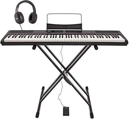 Sdp 2 Stage Piano Von Gear4music Mit Stander Pedal Und Kopfhorer Amazon De Musikinstrumente