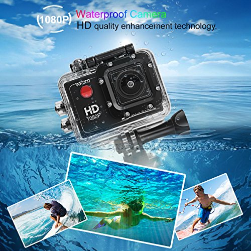 DROGRACE-WP200-Sports-Action-Camera-Video-Camera-Waterproof-Digital-Cam-Car-Dash-Cam-Full-HD-1080P-12MP-25fps-30fps-Helmet-Mount-Accessories-Camera-Kit-2-Inch-LCD-Screen