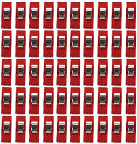 Top McKinley Clips for Sewing Quilting Crafting Clover Plastic Clip White and Red, Pack of 50pcs
