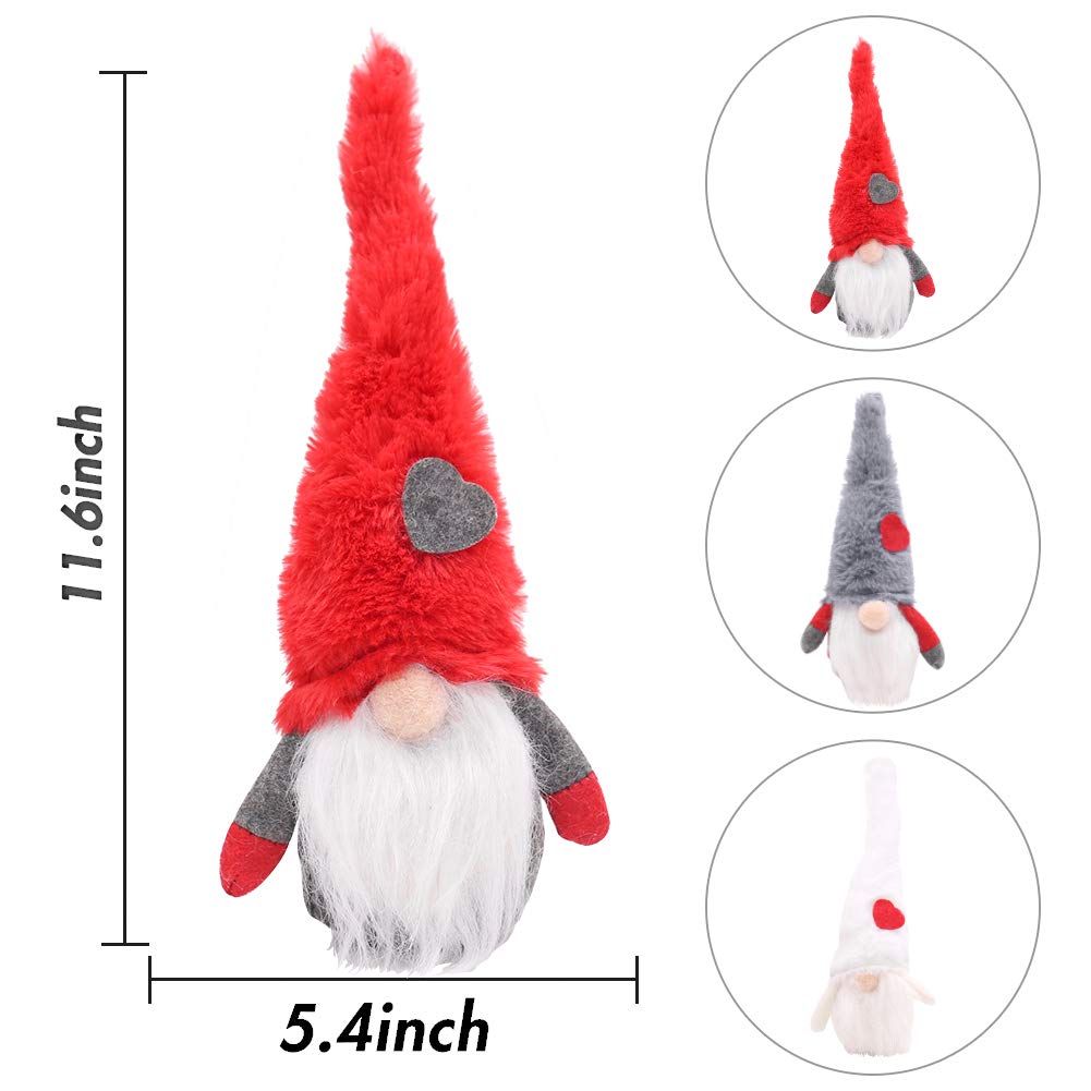 FuturePlusX Swedish Santa Gnome Plush, 3PCS Handmade Scandinavian Tomte Santa Scandinavian Gnome Plush Heart for Christmas Santa Decoration Table Decor