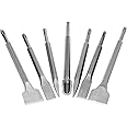 SDS Plus Chisel Set Hammer Drill Chisel Bits Set 3/8 inch Masonry Concrete Chisel Drill Bits, SDS Max Bits Chisel Set Hammer Drill Chisel Set (7pcs- SDS Plus Chise)