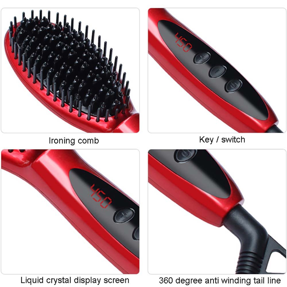 Hair Straightener Brush for Natural Hair Straightening Comb Ceramic Faster Heating MCH Technology, Double Anion, Anti-Scald Comb Teeth- Gift Packaging