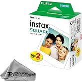 Fujifilm Instax Square Instant Film (20 Sheets) + TSC Microfiber Cleaning Cloth &ndash; for SQ1, SQ6, SQ10, SQ20 &amp; Square Link Printers