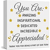 Thank You Gifts for Coworkers Employees Wood Box Sign Team Appreciation Gifts Inspirational Gift for Colleague Friends Team Leaders Desk Decor for Office Christmas Retirement Work Anniversary Keepsake
