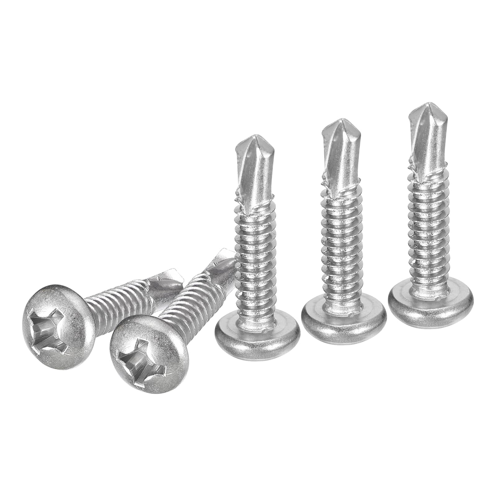 DTGN #12x1" Pan Head Self Drilling Screws - 50Pack - 410 Stainless Steel Phillips Drive Self Tapping Sheet Metal Screws