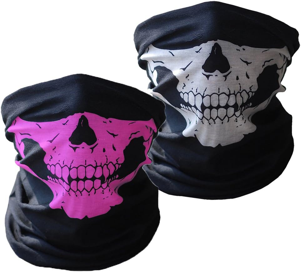 HAMIST Couples Seamless Skull Face Tube Mask Green 2PCS