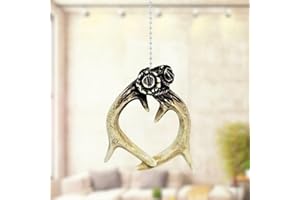 BESTGIFTEVER Pull Ornament for Ceiling Fan Rustic Cabin Lodge Decoration - Jumbo Double Faux Antler (w/Chain Extender)