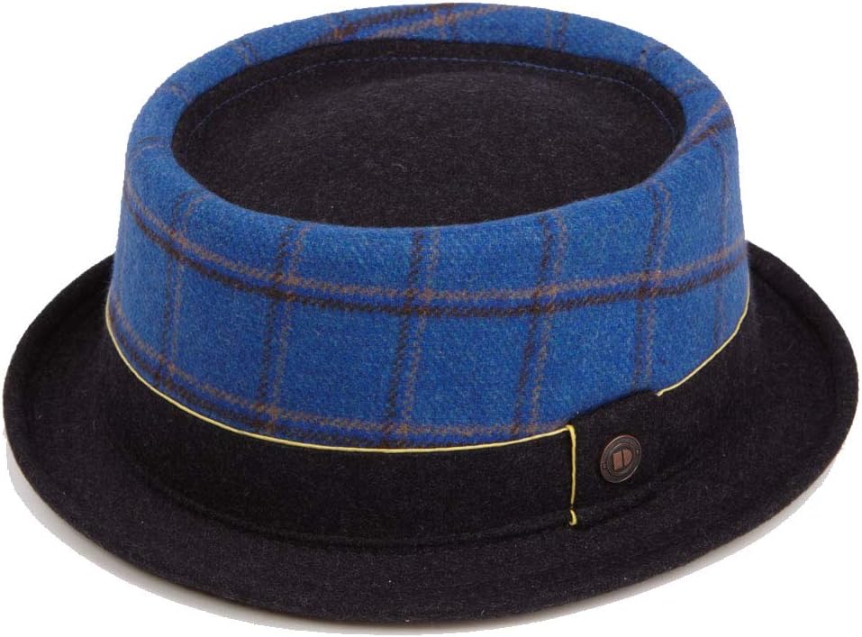 DASMARCA Mens Winter Tweed Wool Telescope Crown Porkpie Hat