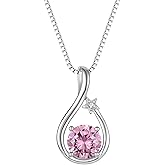 SeiMios 925 Sterling Silver Birthstone Necklaces for Women Twisted Infinity Pendant Necklace