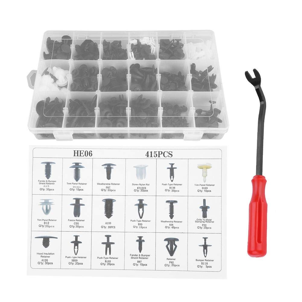 Suuonee Car Body Retainers, 415Pcs 18 Sizes Assorted Clip Trim Car Push Pin Rivet Bumper Door Panel Retainer W/Screwdriver