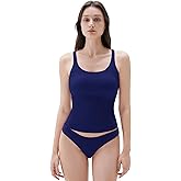 SUUKSESS Women Padded Cotton Ribbed Long Tank Tops Casual Summer Going Out Sleeveless Scoop Neck Basic Cami Tops