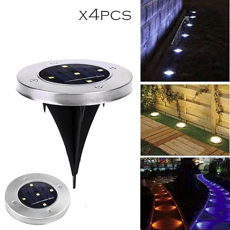 Staron Solar Garden Lights Led Ground Lights Garden Pathway Outdoor in Ground Lights Solar Power Waterproof Buried Light Garden Lawn Landscape Lamp Lights with 5 Led One Size 4 Pack