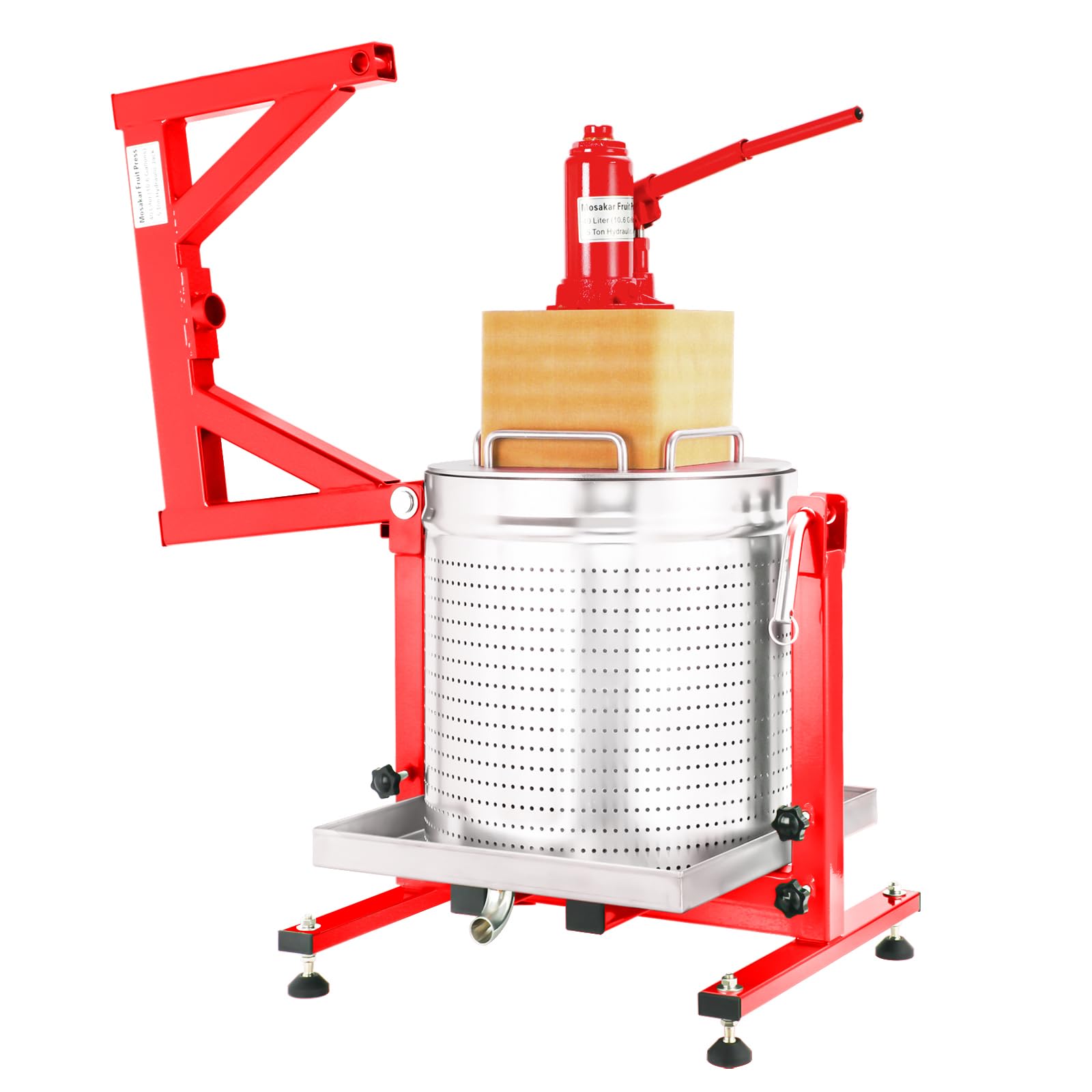 Photo 1 of 10.6 Gallon / 40L Mosakar Hydraulic Fruit Press. 5 Ton Pressure. Juice Contact Parts are AISI 304 Stainless Steel. Grape Wine Apple Cider Press for Home Use