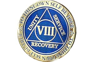 RECOVERYCHIP 8 Year AA Medallion Dusty Blue Color Gold Plated Chip