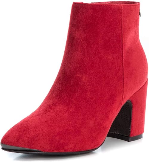 womens red ankle boots uk