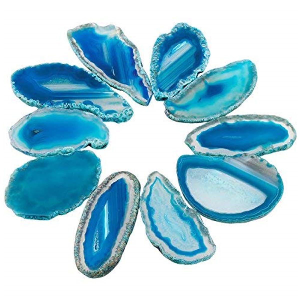 Shanxing Blue Agate Slices Geode Irregular Stone Healing Crystal for Jewelry Making Set of 10