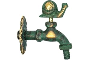 CHICZAM Outdoor Faucet Decorative Solid Brass Green Snail Garden Faucet Animal Level Shape Washing Machine Faucet Coutryard Wall Mount