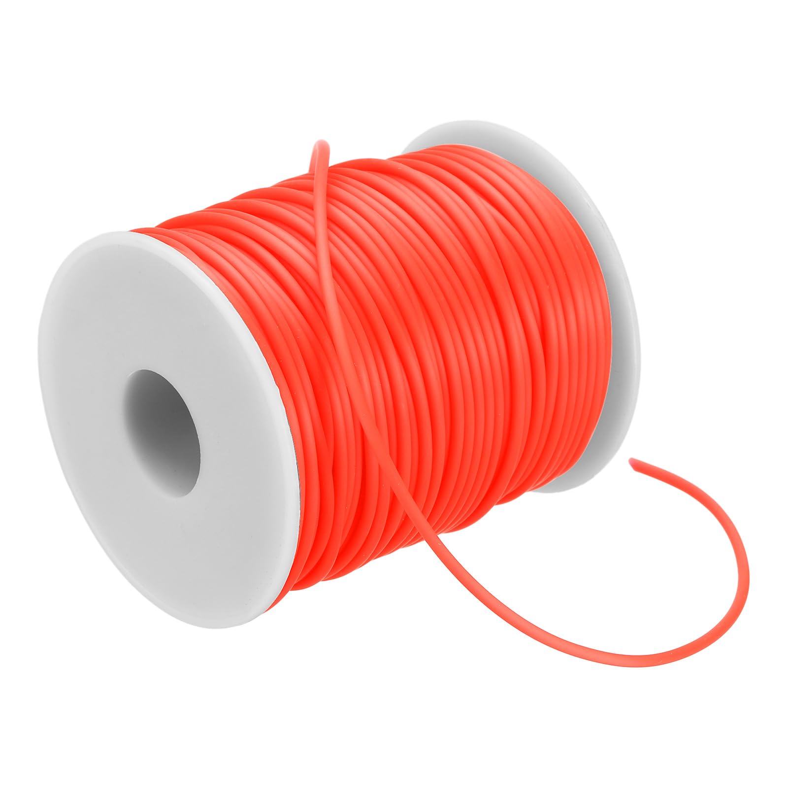 PATIKIL Hollow Pipe Rubber Cord 55 Yards 2mm, PVC Rubber Tube Cord 1mm Hole with Plastic Spool for Knitting Beading DIY Craft, Orange Red