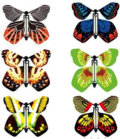 Little Chair Pattern Random 12Pieces Magic Wind Up Flying Butterfly Rubber Band Toys For Kids